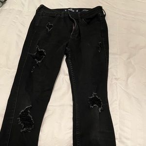 Hollister High Rise Super Skinny Black Ripped Jeans